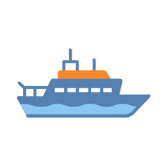 Obraz premium Stylized blue and orange ship icon on black background