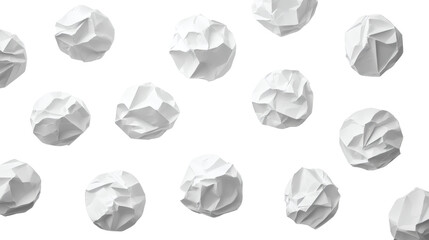 Fototapeta premium Set of crumpled paper balls cut out collection isolated on white background illustration