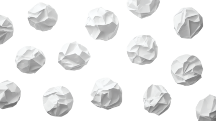 Set of crumpled paper balls cut out collection isolated on white background illustration