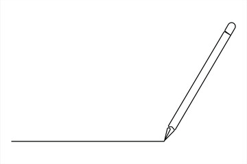 Wooden pencil continuous one line drawing vector illustration. Single line design for education vector illustration