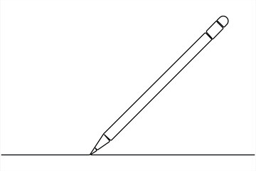 Wooden pencil continuous one line drawing vector illustration. Single line design for education vector illustration