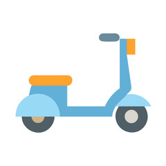 Simple blue moped icon for transportation needs on black