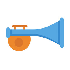 Flat design illustration of blue and orange trumpet instrument