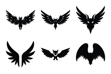 Christmas frost wing icon set. Vector illustration of silhouette icons.