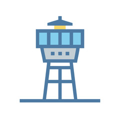 Modern flat design air traffic control tower illustration