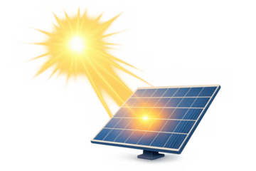 Solar panel absorbing sun rays, converting solar energy into clean renewable electricity for sustainable future, transparent background