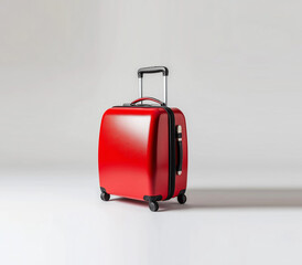 Red suitcase isolated on white