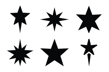Christmas nativity star icon set. Vector illustration of silhouette icons.