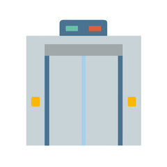 Simplified Flat Design Elevator Illustration Against Black Background