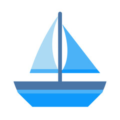 Isolated sailboat illustration on black background in flat style