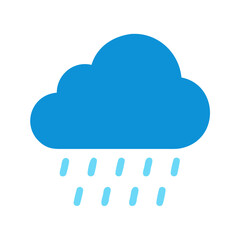 Isolated blue rain cloud illustration on solid black backdrop