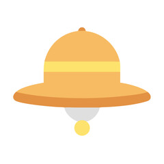 Flat illustration of a pith helmet on black background