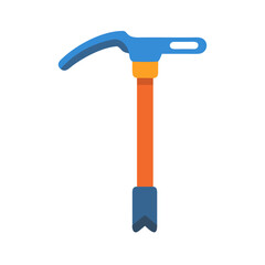 Blue and orange ice ax illustration on black background
