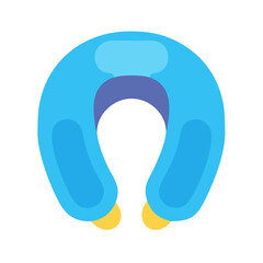 Blue Travel Neck Pillow on Black Background Illustration