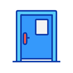 Modern blue door illustration on a black background space