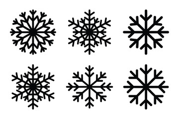 Christmas snowflake web icon set. Vector illustration of silhouette icons.