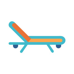 Minimalist turquoise and orange lounge chair illustration on black background