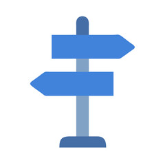 Directional signpost graphic showing opposite ways flat design