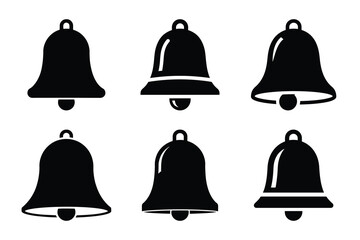 Christmas winter bell icon set. Vector illustration of silhouette icons.