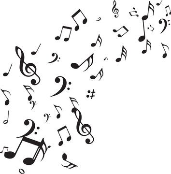 Create kinds of Vector flying notes isolated Silhouette on white background.