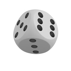 White die on white background. Isolated 3D illustration
