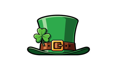 A vibrant green hat adorned with a lucky clover, symbolizing Irish celebration and good fortune, perfect festive headwear for cultural gatherings and holiday events