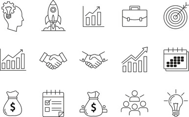 Minimalist Vector Line Icon Collection: Business, Feedback, and Communication Icons in Editable Monoline Outline Style for UI/UX