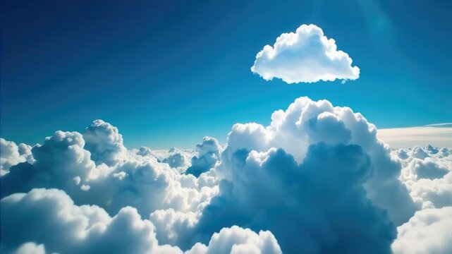 Video A single cloud drifts lazily across the blue sky, with scattered white clouds nearby