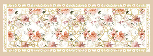 digital silk scarf design with seamless textile pattern
