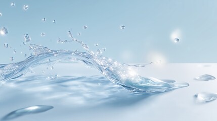 Refreshing Aqua Splash: A captivating display of water's dynamic nature, with droplets and flowing forms, embodies freshness and purity.