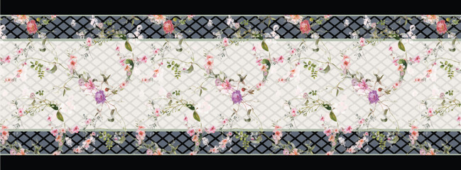 digital silk scarf design with seamless textile pattern