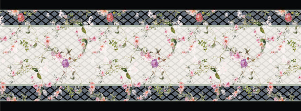 digital silk scarf design with seamless textile pattern