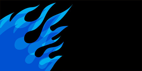 Illustration of black abstract shape with copy space on blue background. writing space and colour concept digitally generated image.