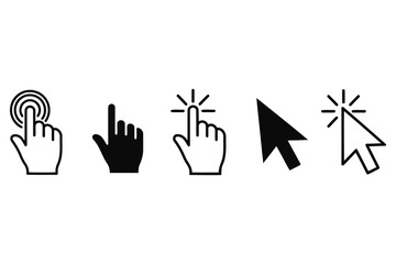 Fototapeta premium Collection of five distinct cursor icons representing clicks and selection