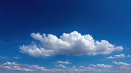 A blue sky with a few clouds. The sky is clear and bright, and the clouds are scattered throughout the sky. Scene is peaceful and serene, as the clouds add a sense of depth