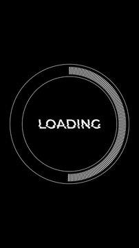 4k vertical loading text with circle bar animation, glitch effect