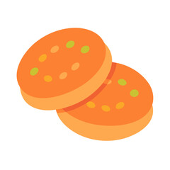 Stylized vector image of two slices of orange salami