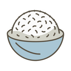 Bowl of fluffy rice illustration on a white background