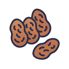 Stylized peanut illustration with rounded dark blue borders and texture
