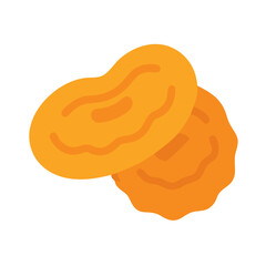 Two dried apricot halves flat graphic illustration on white