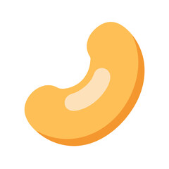 Simple flat graphic illustration of a cashew on white