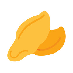 Two stylized peanuts on a white background studio shot