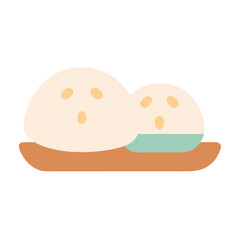 Mochi flat design on plate minimalistic illustration food