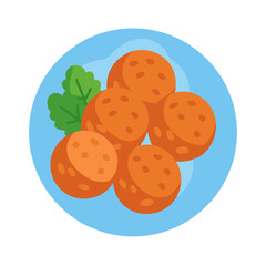 Stylized illustration of falafel balls on a blue plate