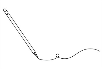 Obraz premium Continuous one line art drawing of wooden pencil for writing. Back to school education hand drawn vector illustration