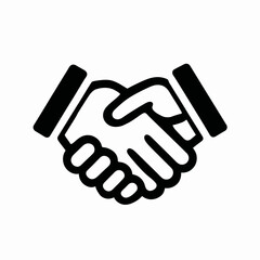 Black and white illustration of two hands shaking in agreement vector design
