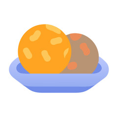 Sweet dumplings served on plate with white background illustration