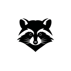 Obraz premium Black and white raccoon head logo design against a clean white background