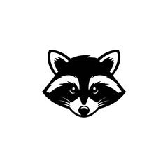 Black and white raccoon face isolated on white background vector illustration