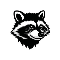Black and white raccoon head logo design for commercial and illustrative uses
